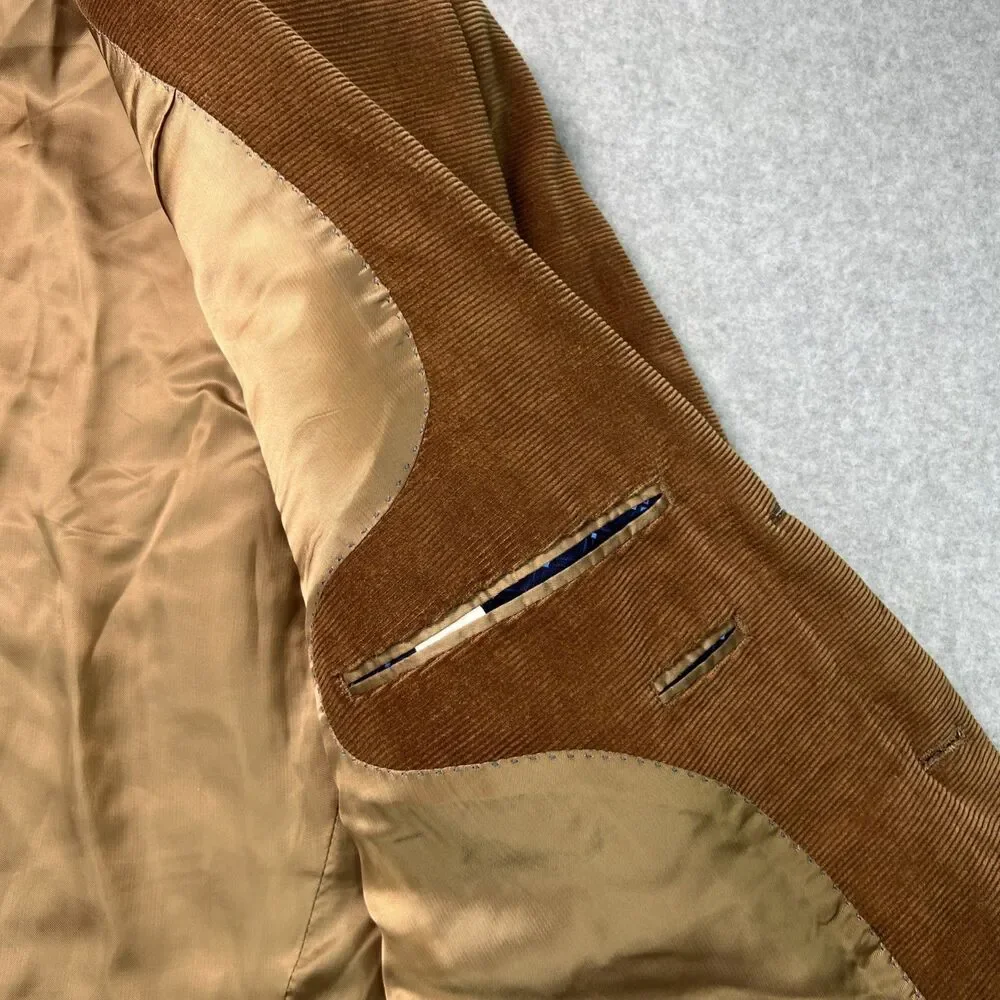 Henry Jacobson Corduroy Sport Coat  44R Brown Hand Tailored Jacket Elbow Patches